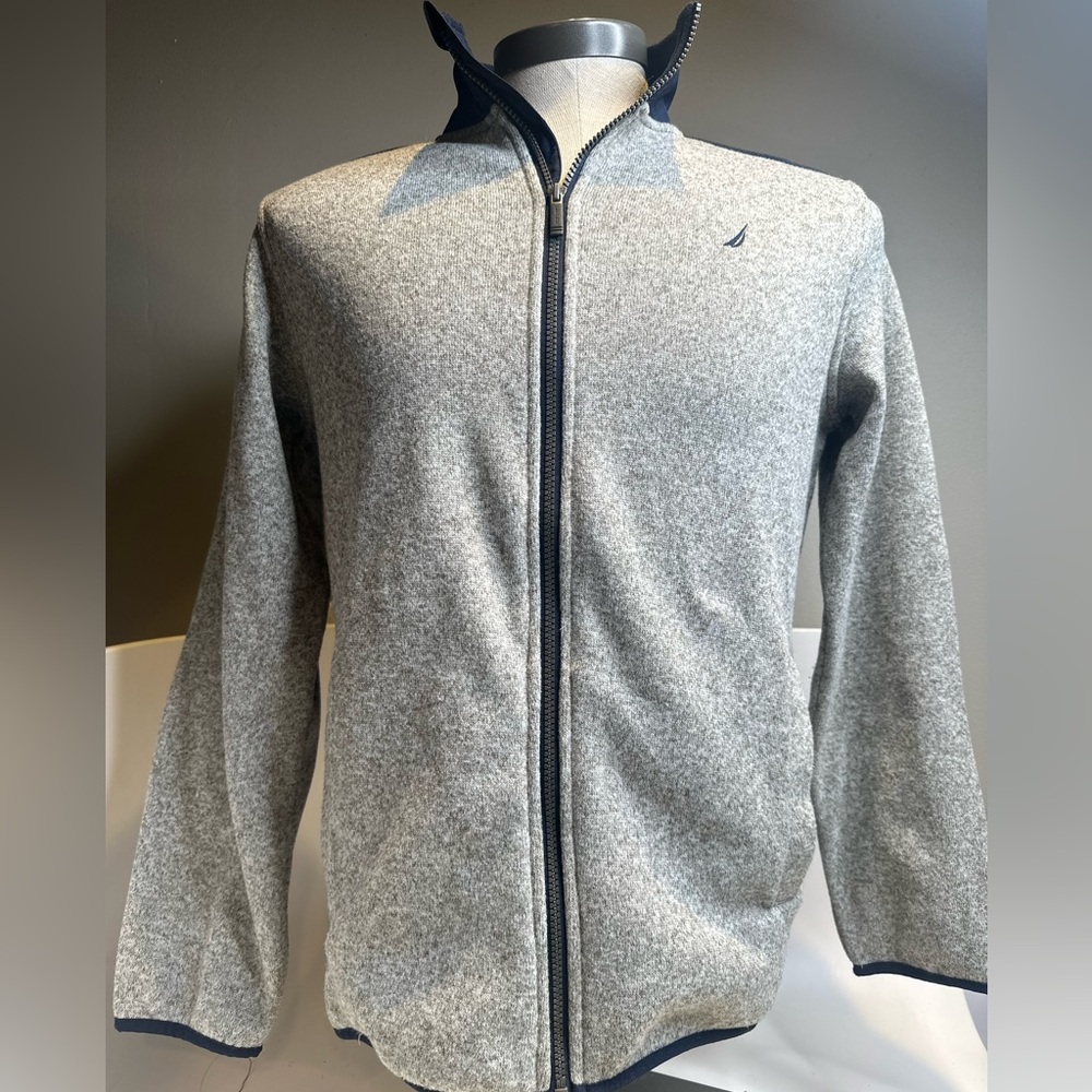 Nautica Gray Full-Zip Knit Sweater Jacket Youth 18